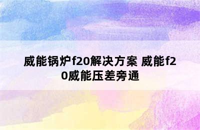 威能锅炉f20解决方案 威能f20威能压差旁通